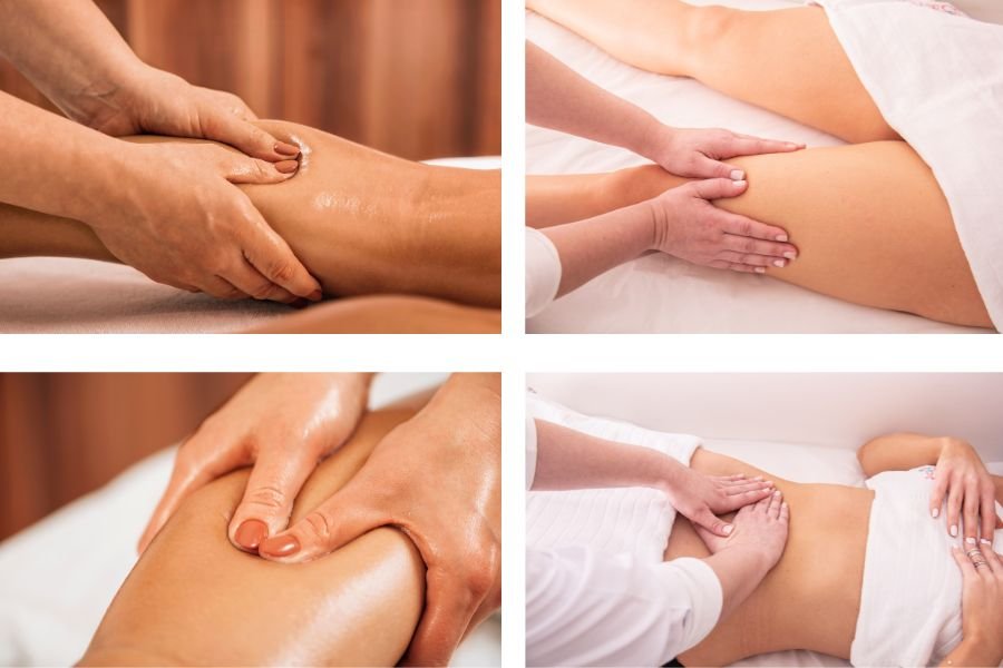 Irene Fênix realizando massagem modeladora com drenagem linfática em cliente.